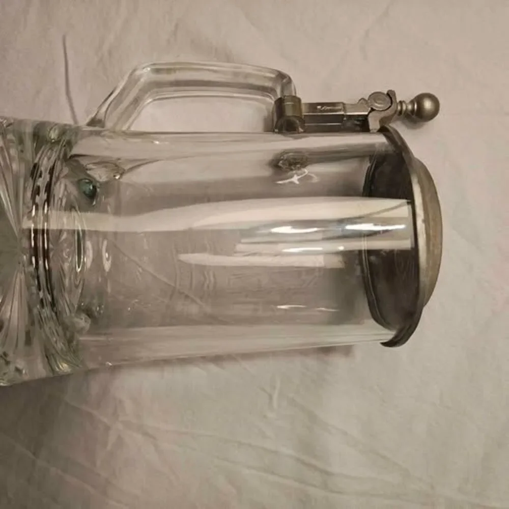 Vintage 1980s Old Spice Glass Beer Stein with Pewter Lid - Sailing Ship Grand Tu